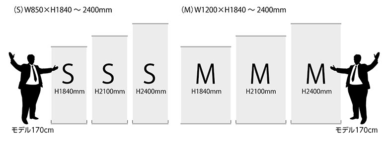 ロールアップバナースタンド　サイズ比較